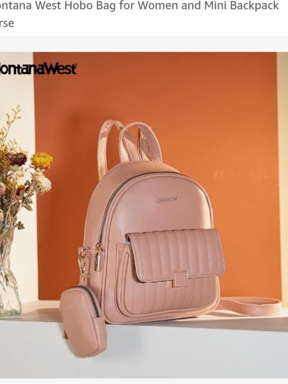 Montana West Blush Pink Quilted Mini Backpack with Coin Pouch